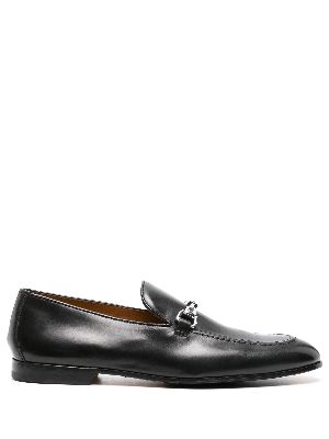 Black leather sale horsebit loafers