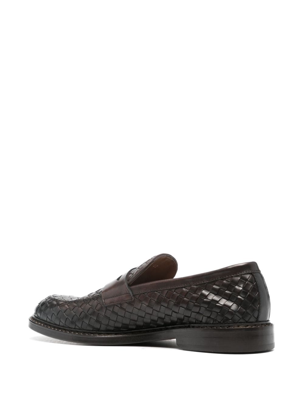 Shop Doucal's Interwoven Leather Loafers In Brown