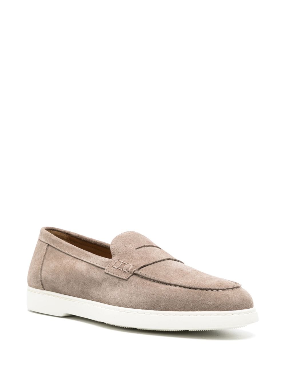 Shop Doucal's Penny-slot Suede Loafers In Grau