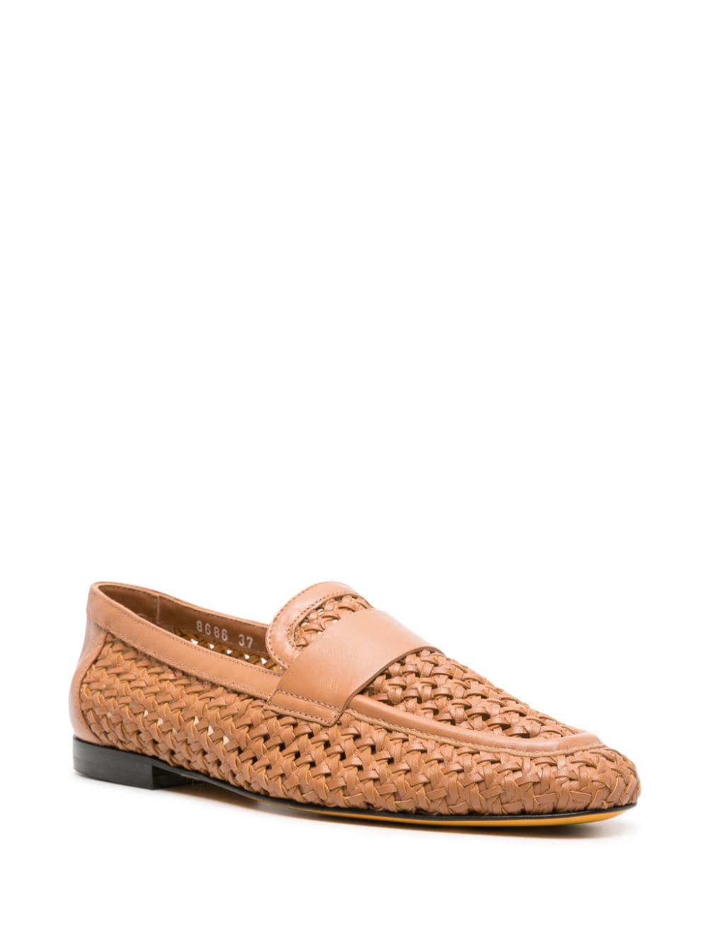 Shop Doucal's Interwoven Leather Loafers In 褐色
