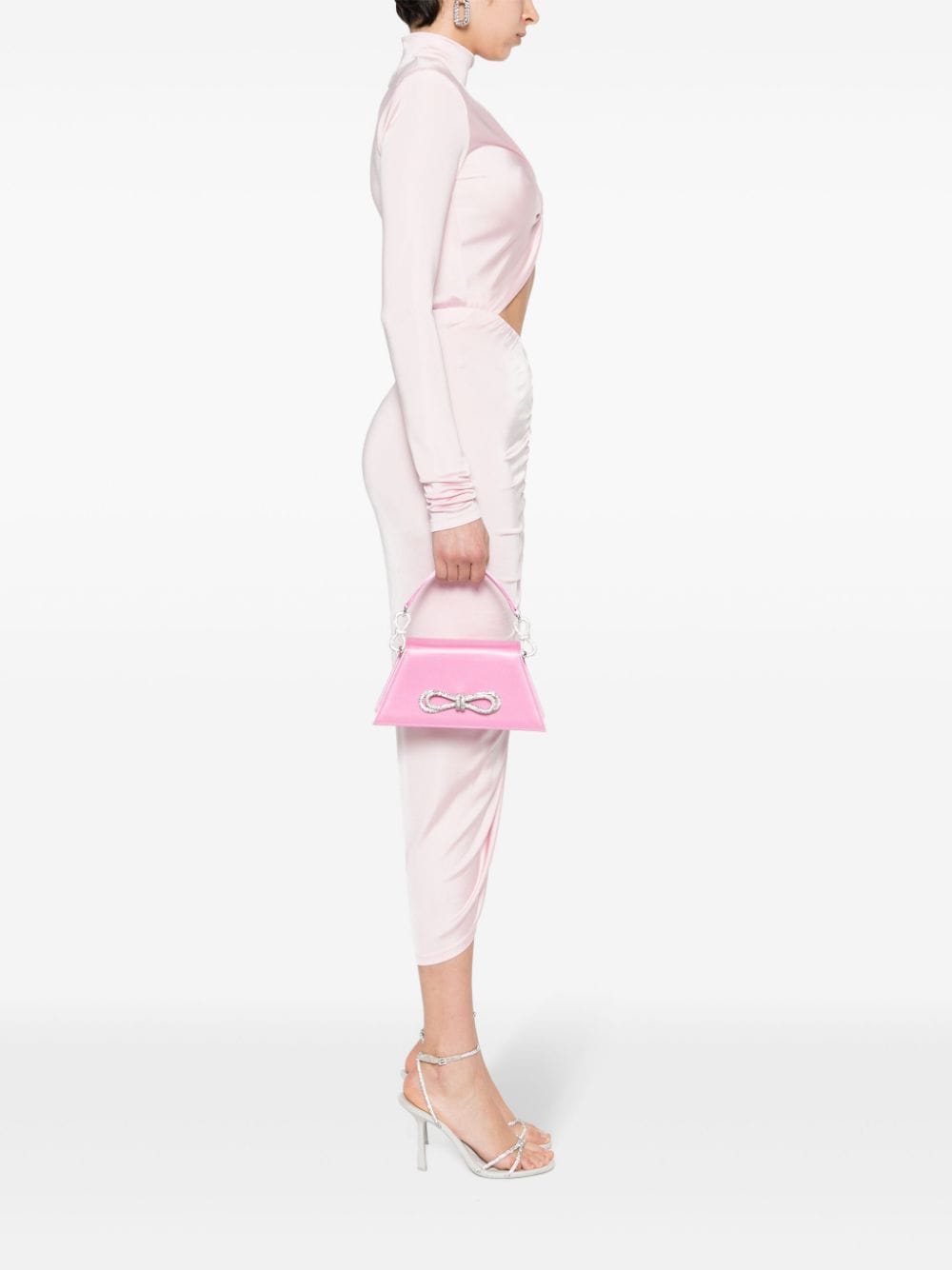 Shop Mach & Mach Crystal-bow Cross Body Bag In Pink