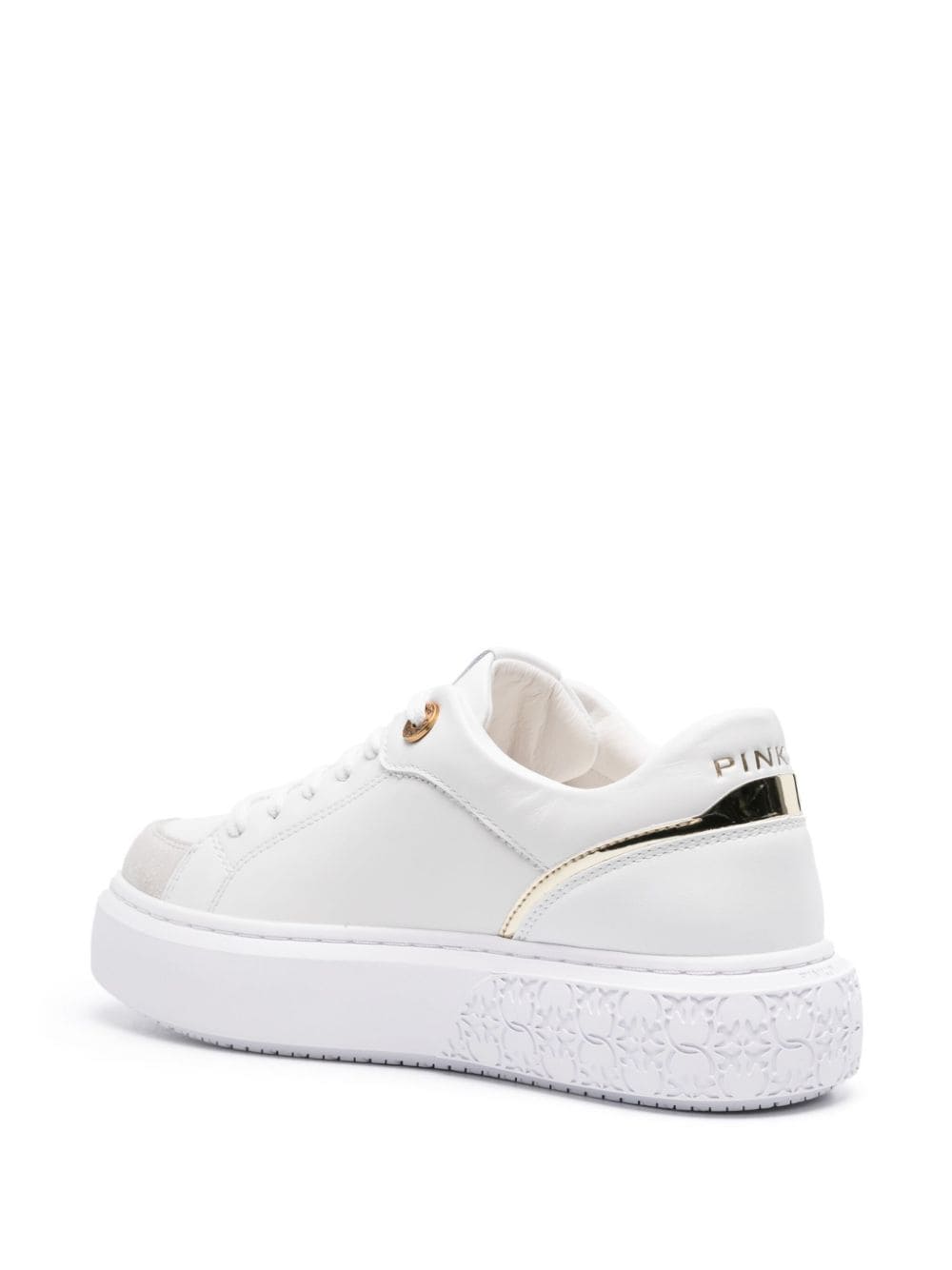 Shop Pinko Yoko Leather Sneakers In White