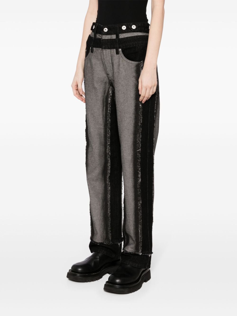Shop Feng Chen Wang Layered Wide-leg Jeans In Black