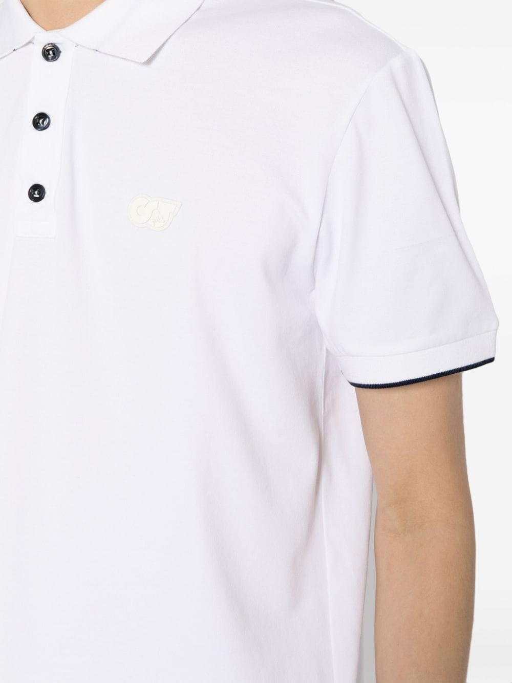 Shop Alpha Tauri Logo-appliqué Piqué Polo Shirt In White