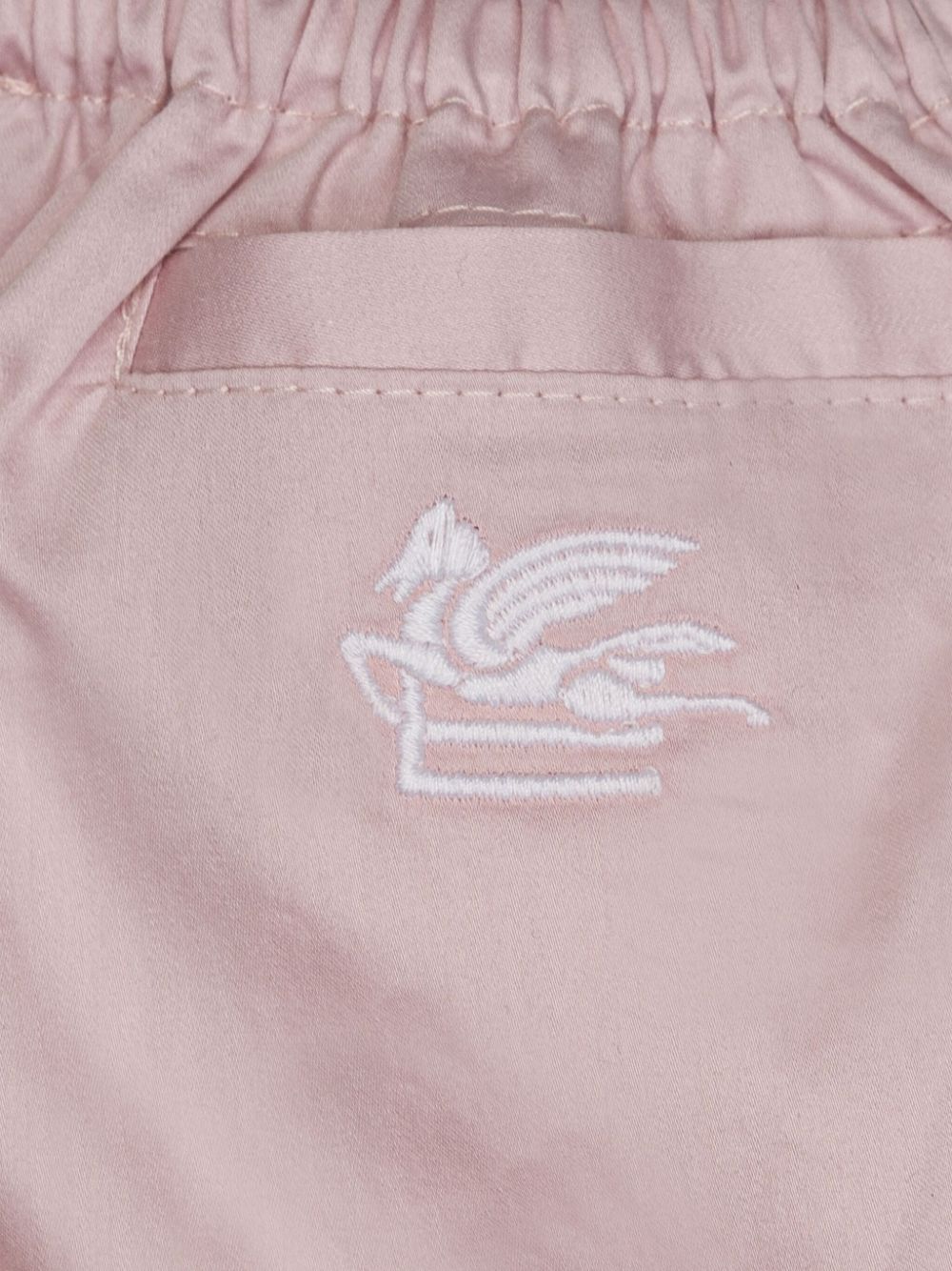 Shop Etro Pegaso-embroidered Satin Shorts In Pink