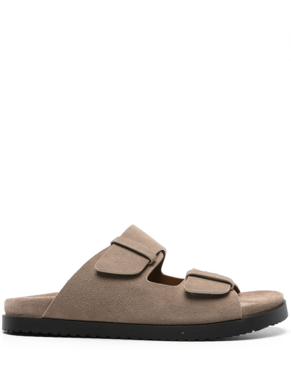 Doucal's Double-strap Suede Slides In Brown