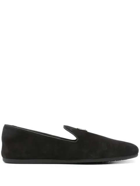 Prada triangle-logo suede loafers
