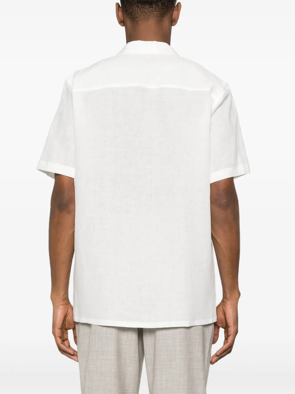 Canali Linen Notched-collar Shirt In White