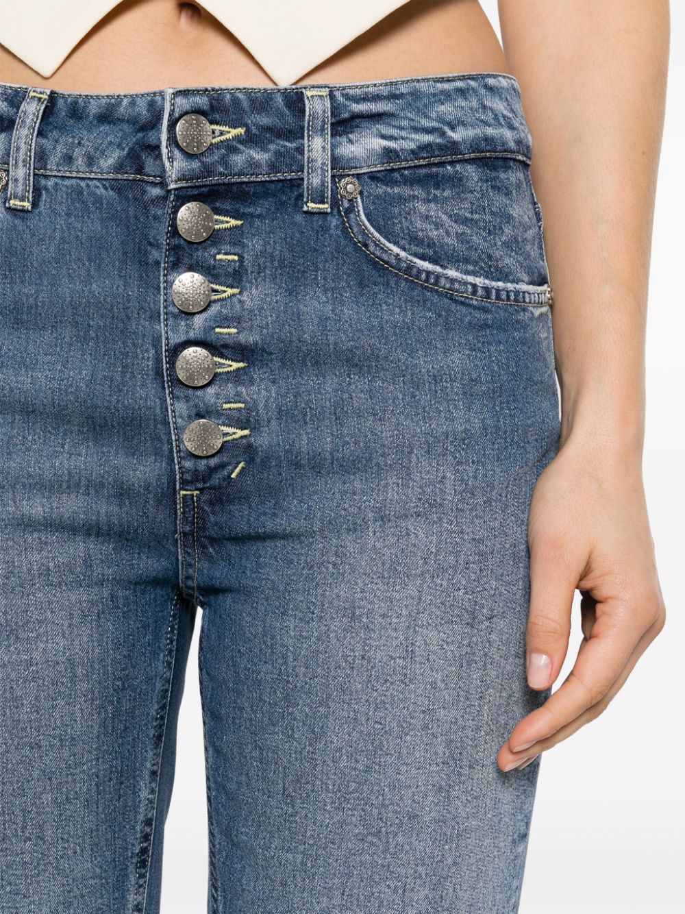 Shop Dondup Koons Mid-rise Cropped Jeans In Blue