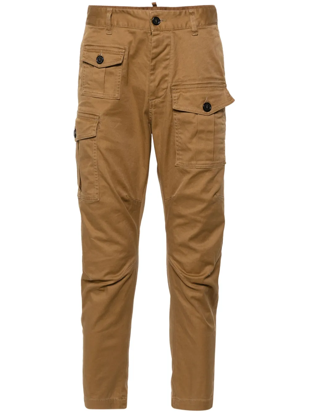 Dsquared2 Mid-rise Tapered Cargo Trousers In Brown