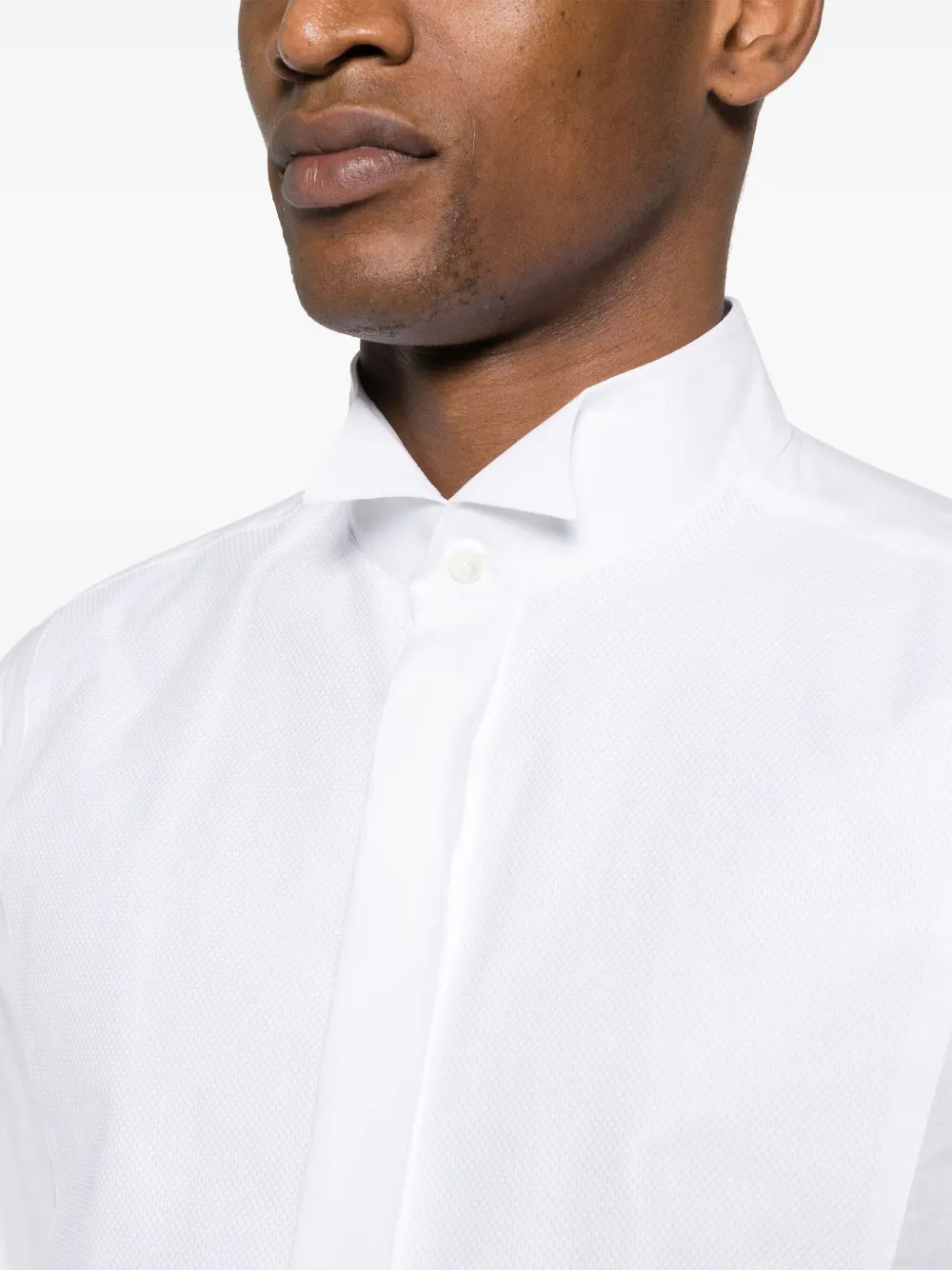 Canali Chambray katoenen overhemd Wit