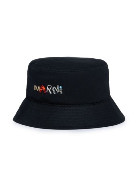 Marni Kids logo-embellished cotton bucket hat