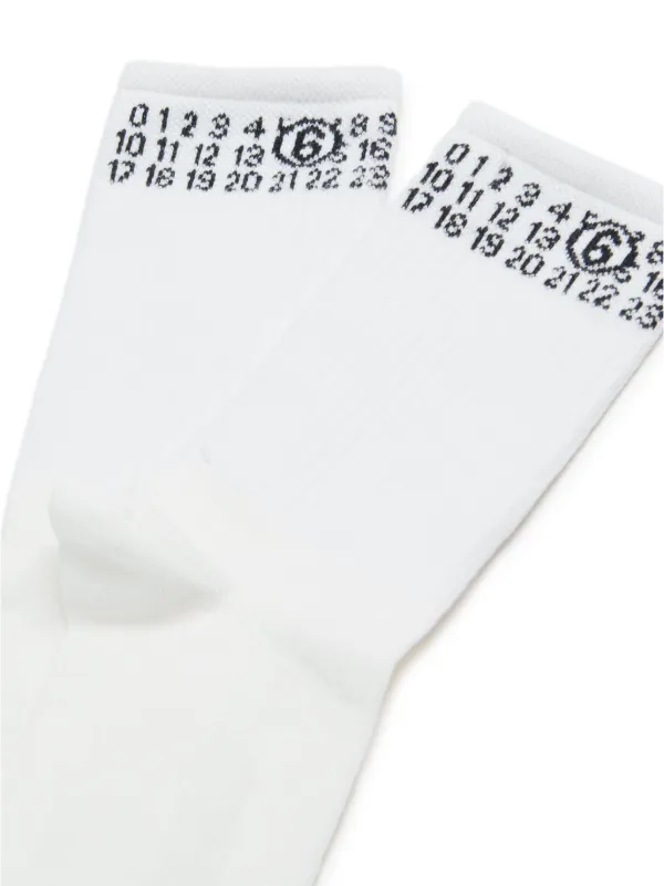 MM6 Maison Margiela Kids Numeric Logo Socks | White | FARFETCH
