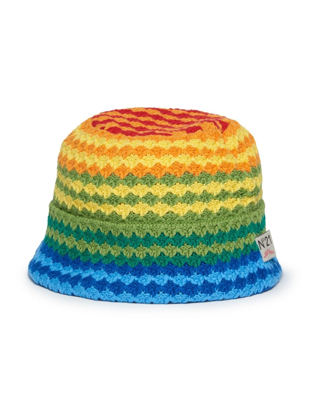 Shop N°21 Logo-applique Striped Bucket Hat In Blue