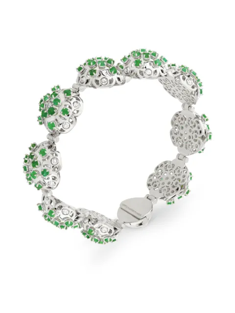 Officina Bernardi pulsera Damasco en oro blanco de 18kt con esmeralda