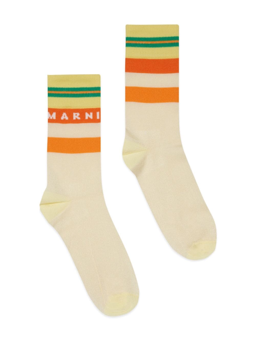 Marni Kids' Intarsia-knit Logo Socks In Yellow