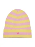 MAX&Co. Kids heart-embroidered stripe-print wool beanie - Yellow
