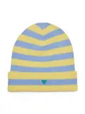MAX&Co. Kids heart-embroidered stripe-print wool beanie - Yellow