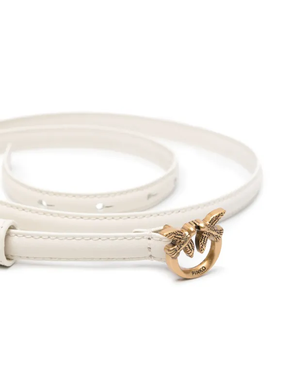 Pinko Cream Leather Belt with Embossed Logo Pinko LOVE BERRY - Belt - beige-grigio fumo-antique gold  main image 4