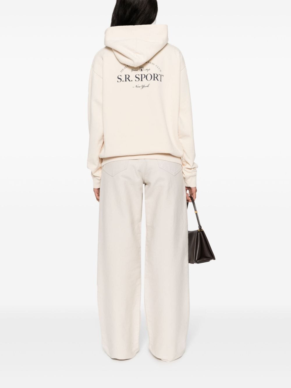 Shop Sporty And Rich Logo-print Hoodie In Neutrals