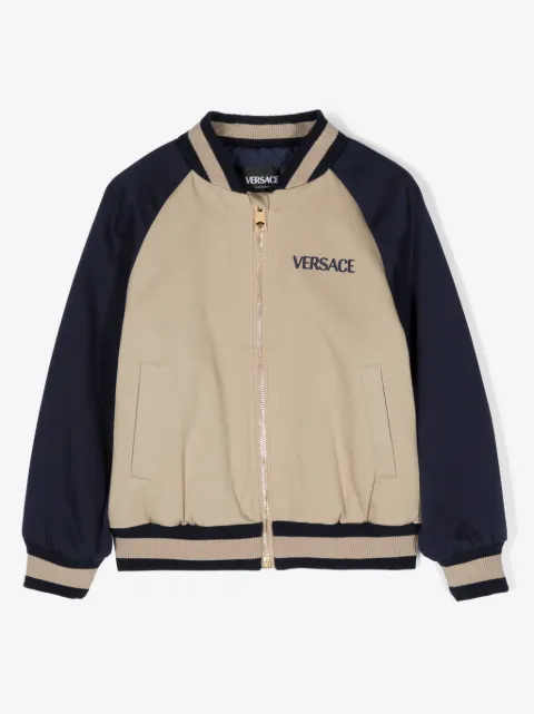Versace Kids logo-embroidered bomber jacket