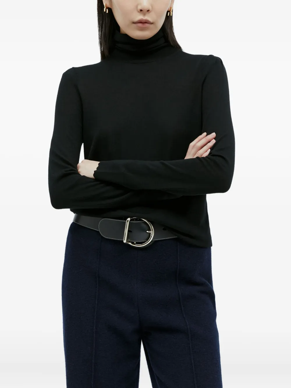 Chloé circular-buckle leather belt Zwart