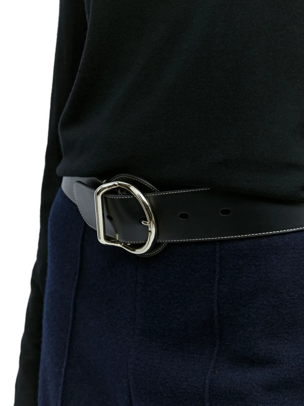 Chloé circular-buckle leather belt Zwart