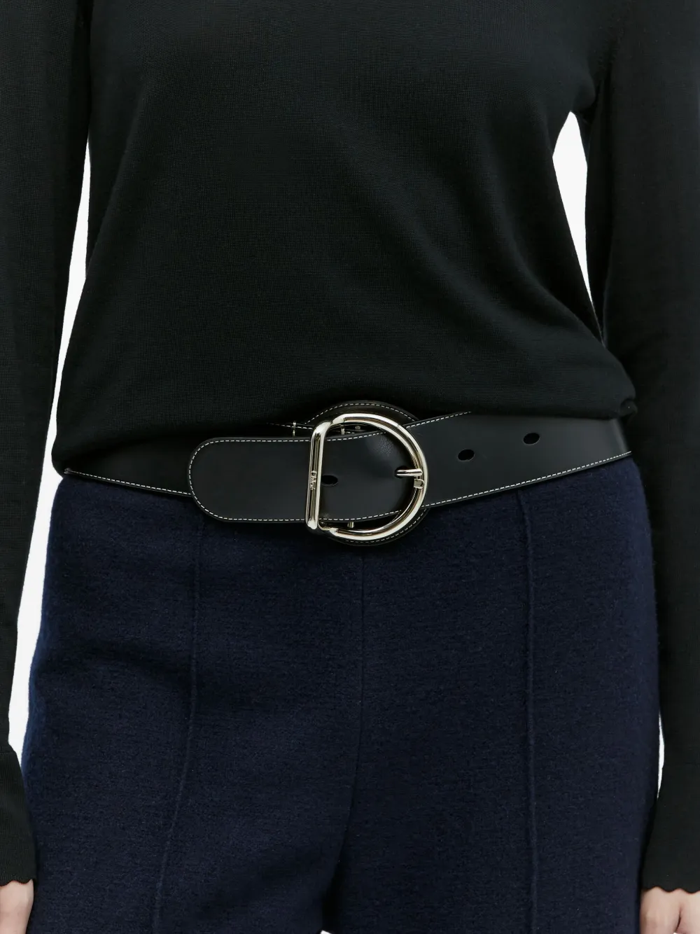 Chloé circular-buckle leather belt Zwart