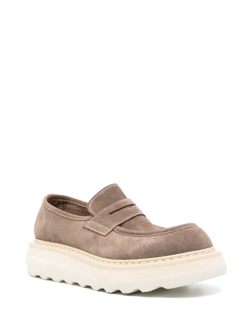 Shop Premiata Penny-slot Suede Loafers In Brown