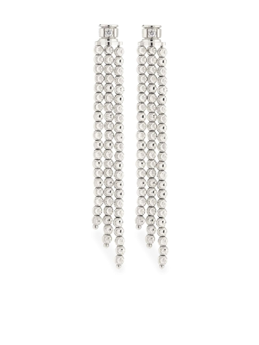 Officina Bernardi 18kt White Gold Moon Diamond Drop Earrings In Silver
