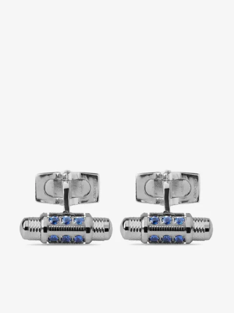 Officina Bernardi mancuernillas Lumen en oro blanco de 18kt con zafiros y diamantes
