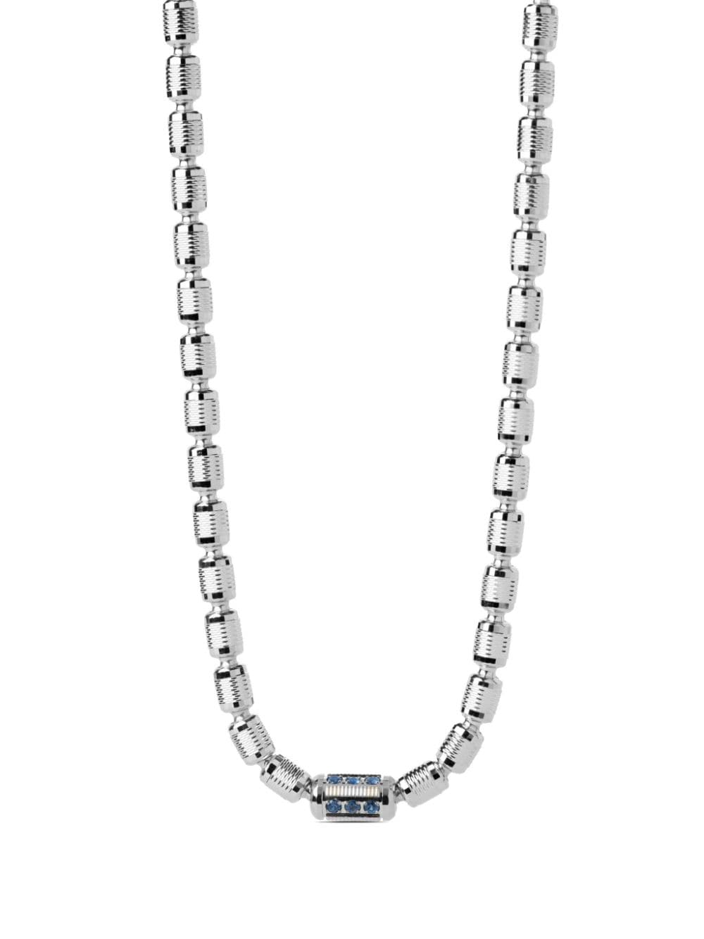 Shop Officina Bernardi 18kt White Gold Lumen Sapphire And Diamond Necklace In Silver