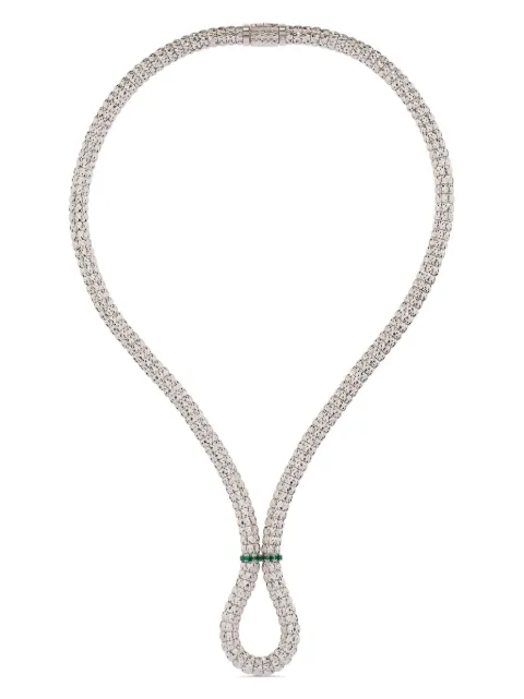 Officina Bernardi 18kt white gold Enigma X emerald and diamond necklace