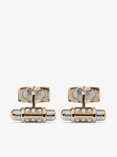 Officina Bernardi mancuernillas Lumen en oro amarillo y oro blanco de 18kt con diamante