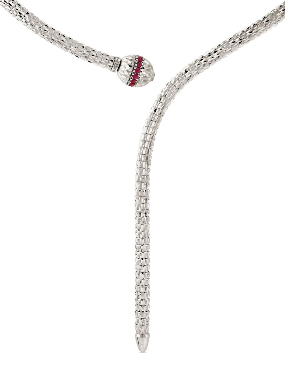 Shop Officina Bernardi 18kt White Gold Ophidia Y Ruby Necklace In Silver