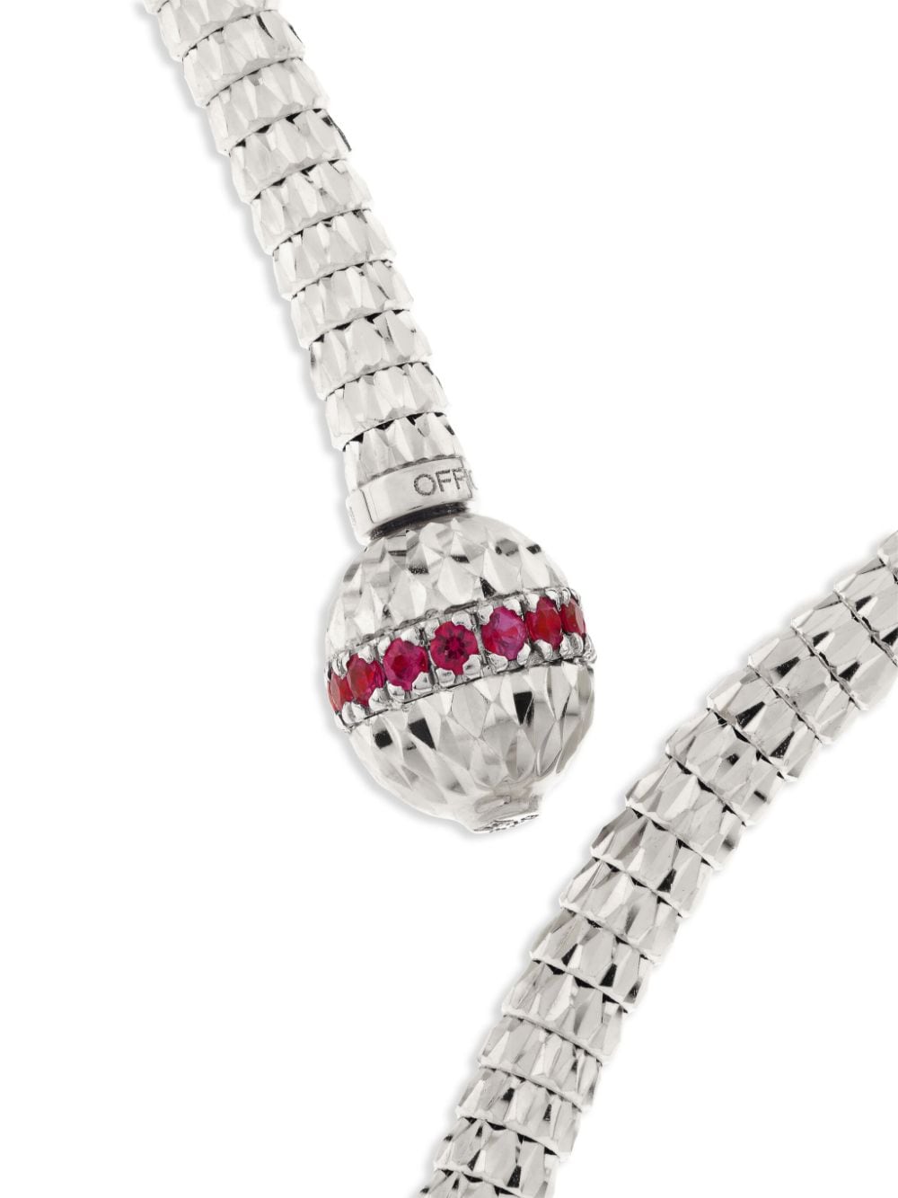 Shop Officina Bernardi 18kt White Gold Ophidia Y Ruby Necklace In Silver