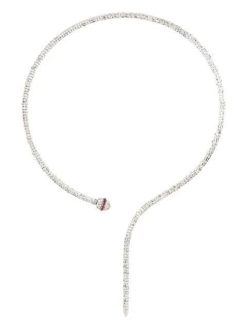 Officina Bernardi 18kt white gold Ophidia Y ruby necklace