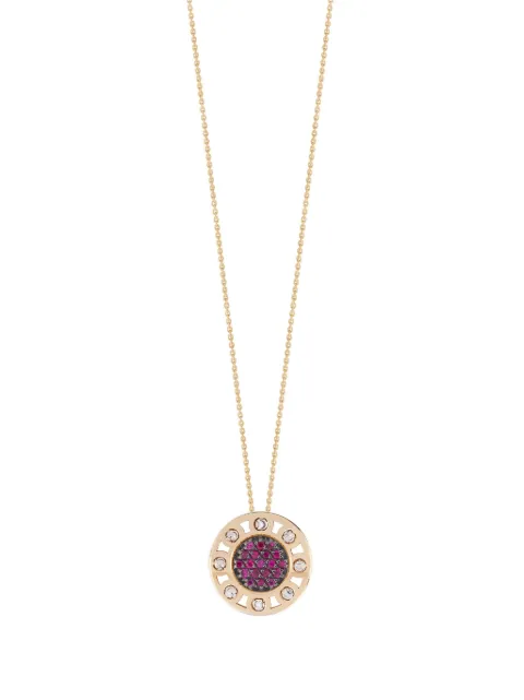 Officina Bernardi Kleine 18kt SenzaTempo Gelbgoldhalskette mit Rubin und Diamanten