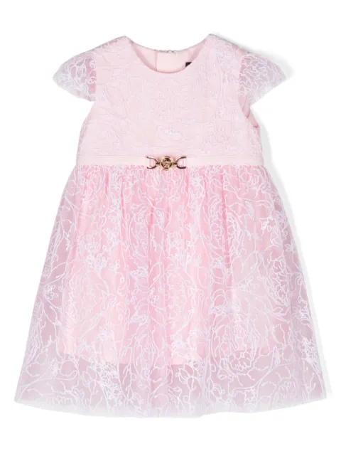 Versace Kids Barocco flocked tulle dress
