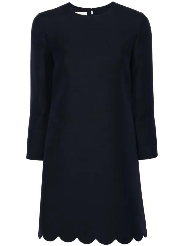 Valentino Garavani Virgin Wool-blend Shift Minidress in Blue