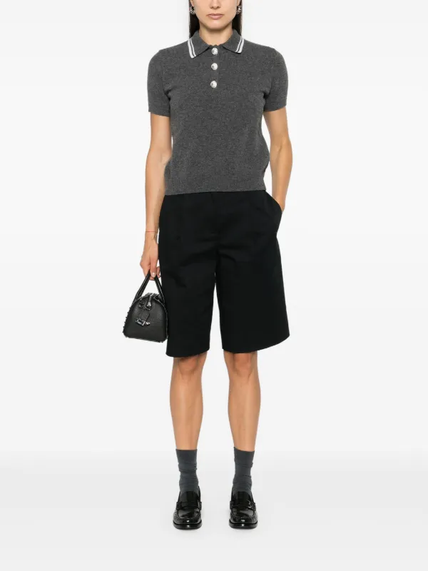 Tシャツ・カットソー VALENTINO Woman Polo Shirt Navy 7B3KC65F9EQ 671 Valentino Embroidered Cotton Sweatshirt Polo Shirt Blouse