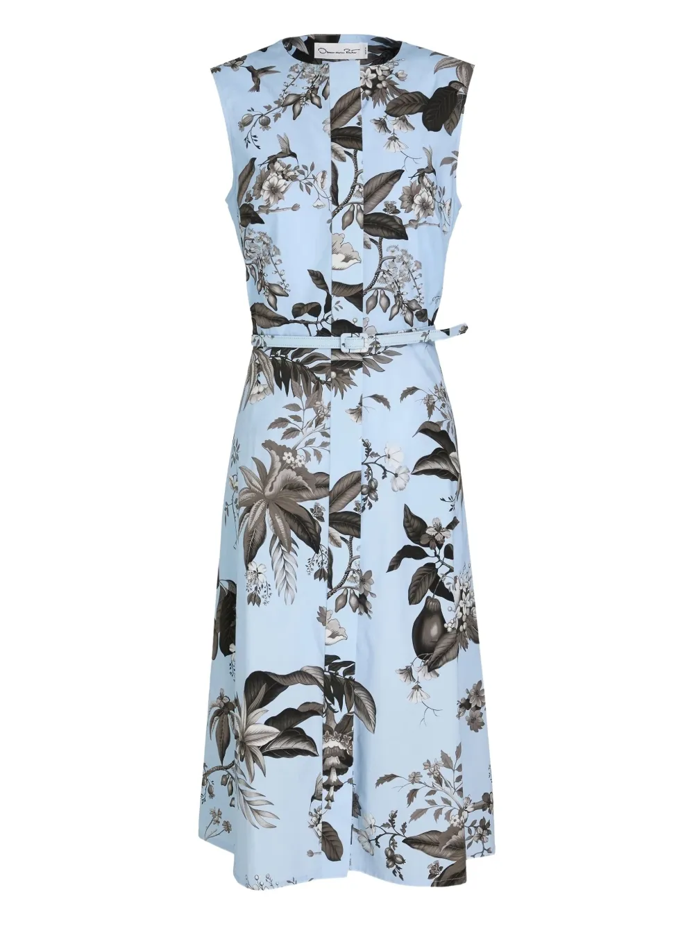 Oscar de la Renta floral belted shirt midi dress | Blue | Image 1