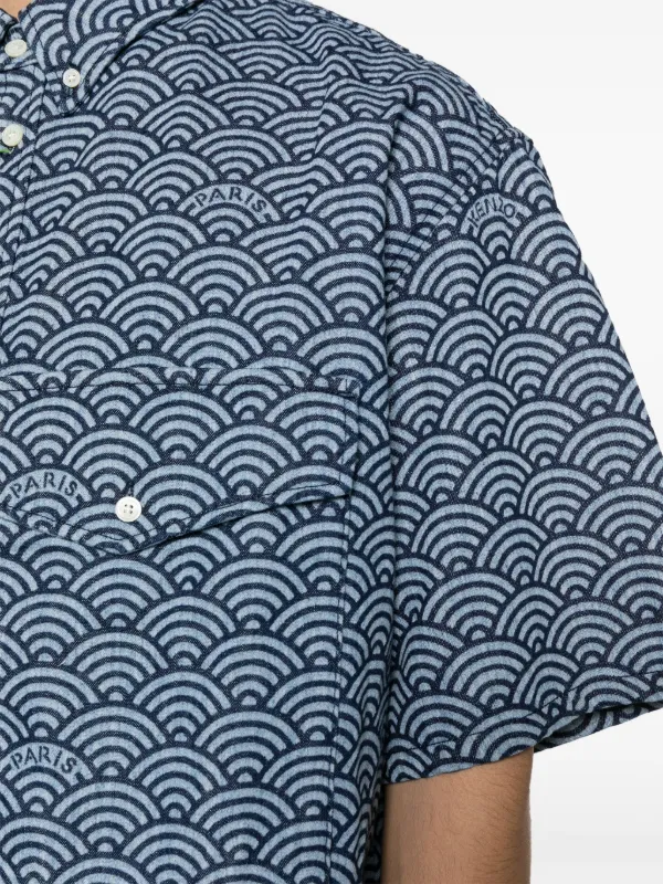 Kenzo Seigaiha-print Denim Skirt | Blue | FARFETCH