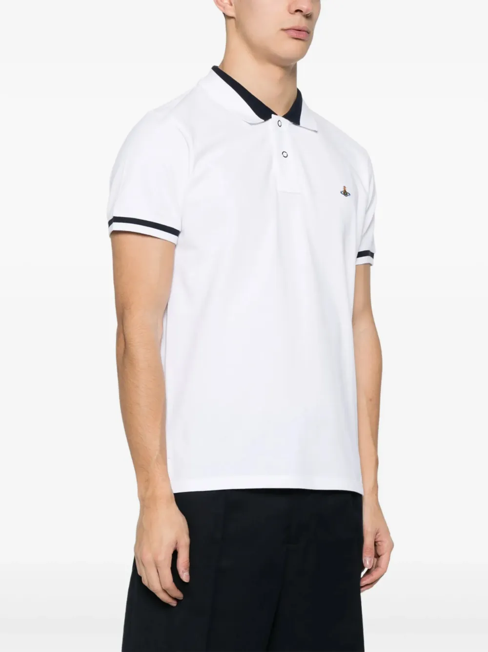 Vivienne Westwood embroidered-Orb Cotton Polo Shirt | White | FARFETCH