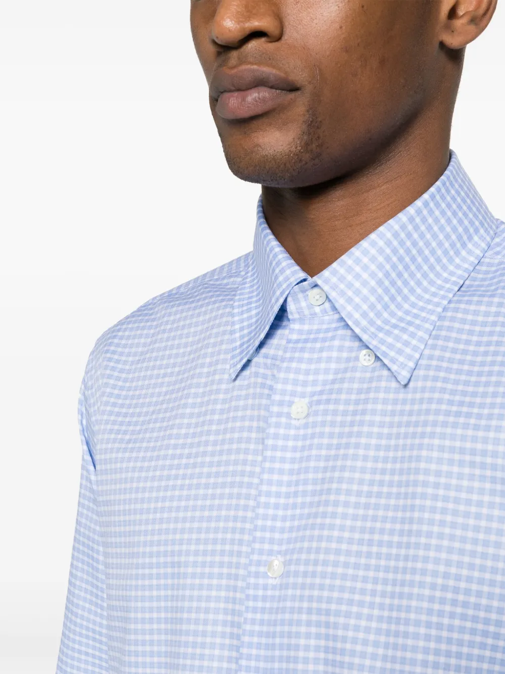 Canali Geruit overhemd Blauw