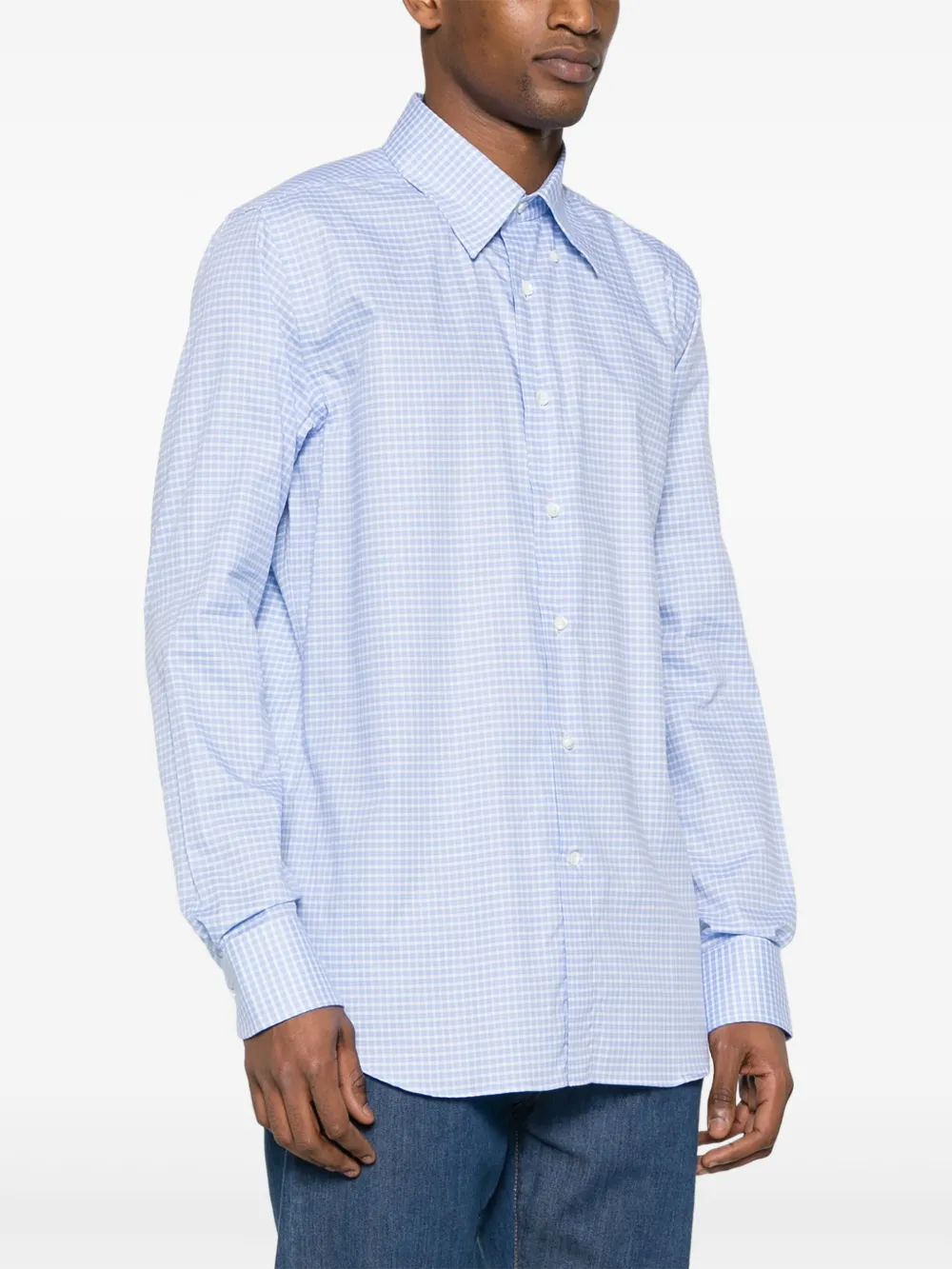 Canali Geruit overhemd Blauw
