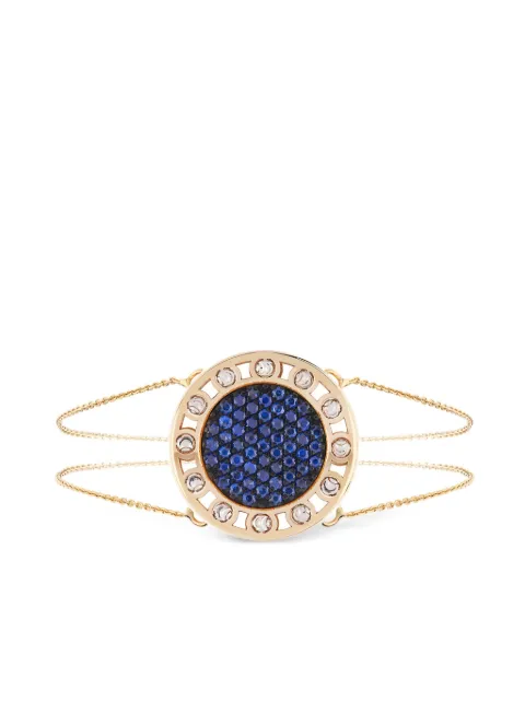 Officina Bernardi pulsera SenzaTempo grande en oro amarillo de 18kt con zafiros y diamantes