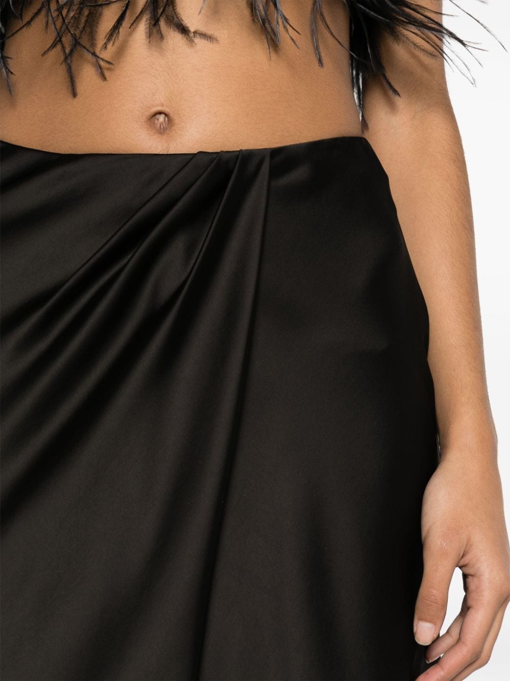 Shop Pinko Draped Satin Maxi Skirt In Schwarz