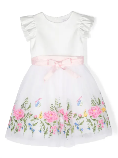 Monnalisa floral-appliqué full-skirt dress