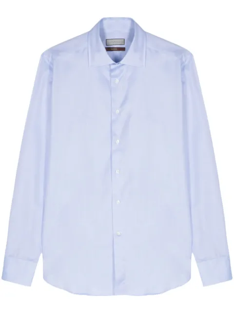 Canali patterned-jacquard cotton shirt